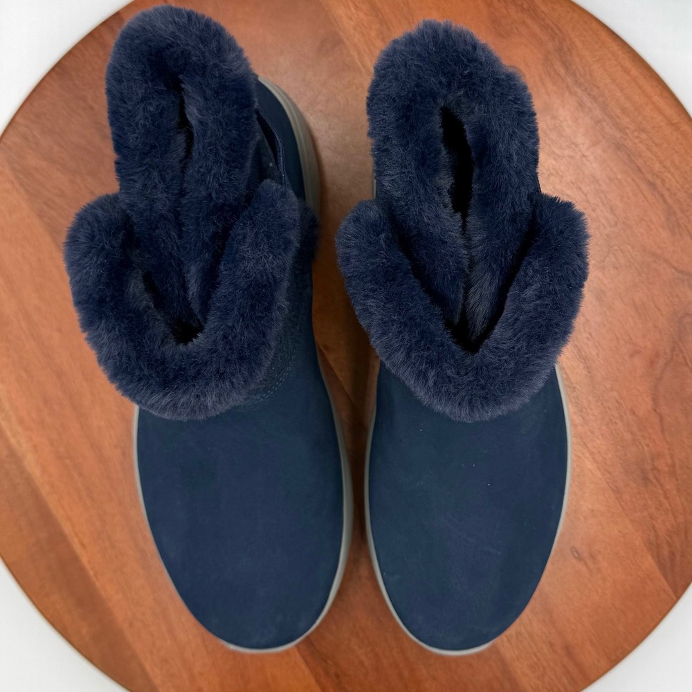 Skechers On The Go City 2 Cozy Vibe Ankle Boots Blue Suede Fur 144445W‎ Women 11